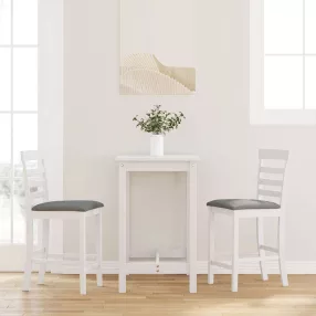 2 db fehér tömörfa gumiból bárszékek párnákkal