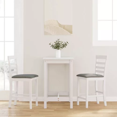 2 db fehér tömörfa gumiból bárszékek párnákkal