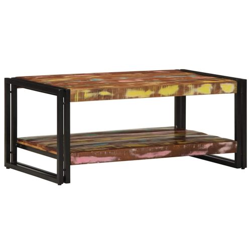 dohányzóasztal többszínű 90x50x38cm tömörfa újrahasznosított fa