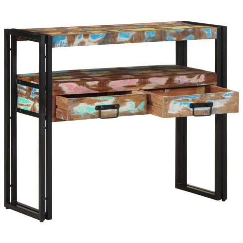 Végasztalok Többszínű 90x33x75 cm Tömör újrahasznosított fa és fém