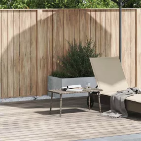   Téglalap szürke polyrattan kerti dohányzóasztal 80x40x37cm