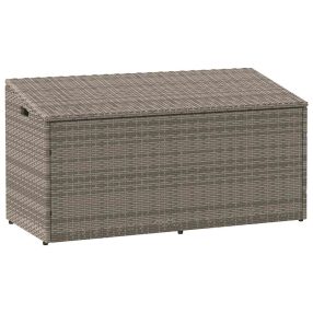 szürke polyrattan kerti tárolóláda 110 x 50 x 58 cm