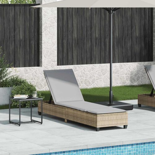 bézs polyrattan napozóágy párnákkal 55x200x25,5 cm