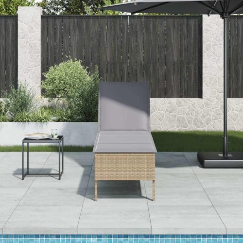 vidaXL bézs polyrattan napozóágy párnával 55x200x44 cm