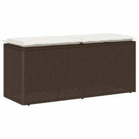barna polyrattan kerti pad párnával 110x40x44 cm