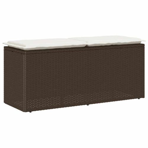 barna polyrattan kerti pad párnával 110x40x44 cm