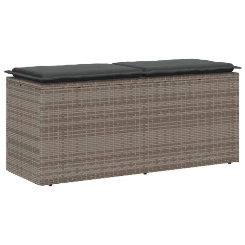 szürke polyrattan kerti pad párnával 116 x 46 x 57 cm