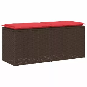 Barna polyrattan kerti pad párnával 110x40x44 cm