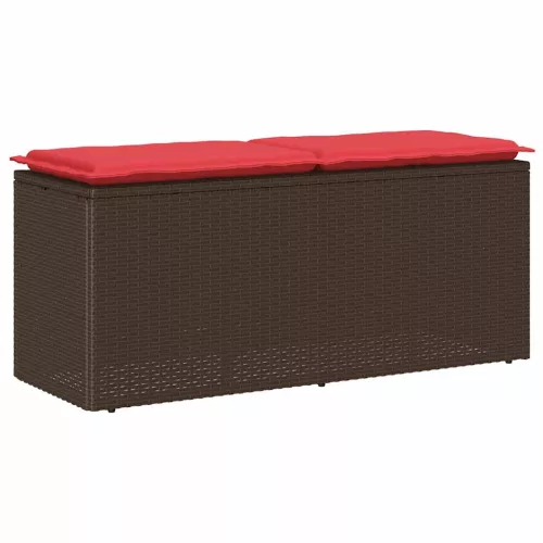 Barna polyrattan kerti pad párnával 110x40x44 cm