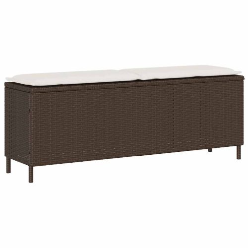 barna polyrattan kerti pad párnával 110x30x40,5 cm