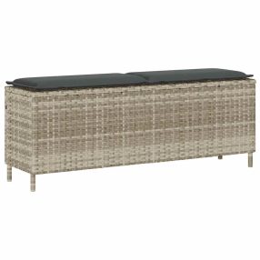   világosszürke polyrattan kerti pad párnával 110x30x40,5 cm