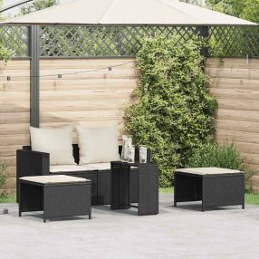   5 részes polyrattan kerti kanapé garnitúra párnákkal stackable