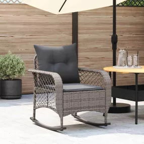 Szürke polyrattan kerti hintaszék párnával