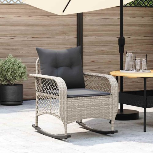 szürke polyrattan kerti hintaszék párnákkal