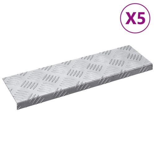 Lépcsőfok Négyszögletes 5 pcs Ezüst 60 x 18 cm Alumínium