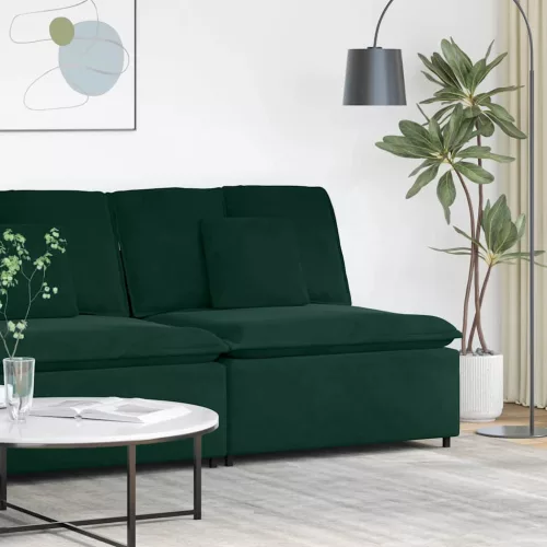 vidaXL sötétzöld moduláris kanapé középső modul párnákkal 100 cm