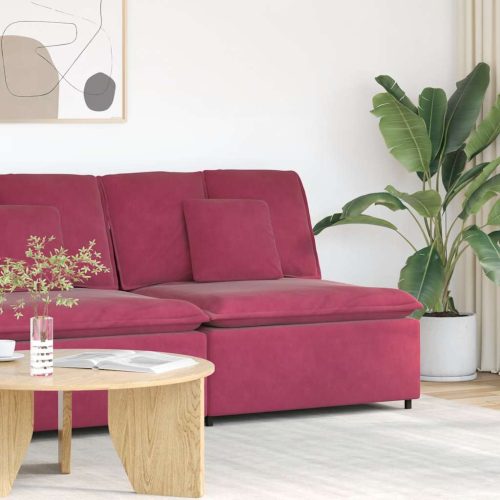 borvörös moduláris kanapé középső modul párnákkal 100 cm