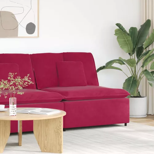 vidaXL borvörös moduláris kanapé középső modul párnákkal 100 cm