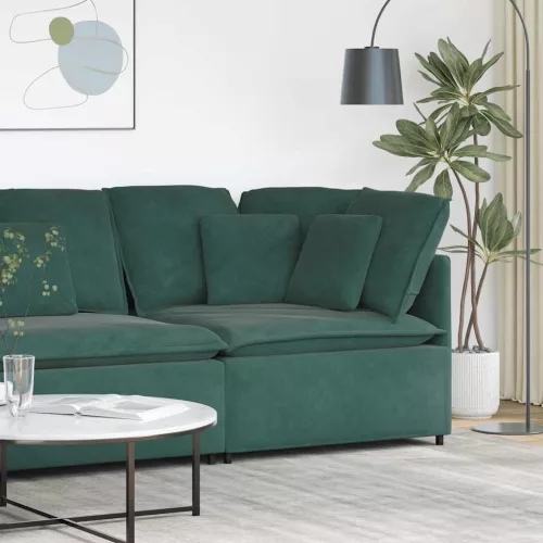 vidaXL sötétzöld moduláris kanapé sarokmodul párnákkal 100 cm
