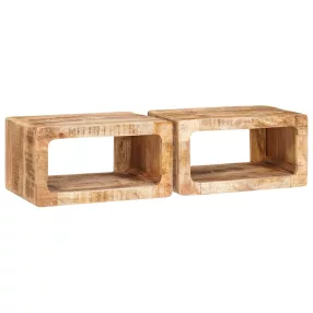   Éjjeli asztal 2 pcs Barna 45 x 30 x 24 cm Tömör Mangófát