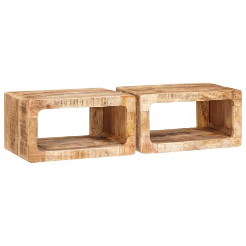 Éjjeli asztal 2 pcs Barna 45 x 30 x 24 cm Tömör Mangófát