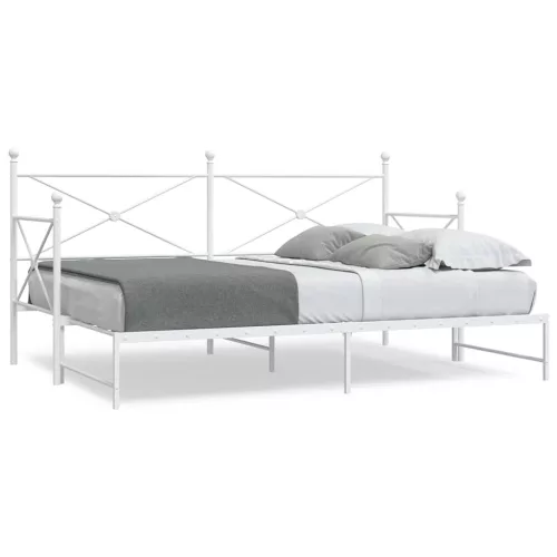 vidaXL Daybed with Trundle without Mattress White 80x200 cm acél
