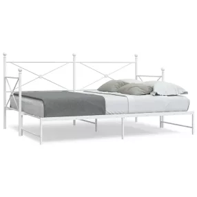 Daybed with Trundle without Mattress White 90x190 cm acél