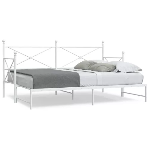 Daybed with Trundle without Mattress White 90x190 cm acél