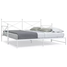 Daybed with Trundle without Mattress White 100x190 cm acél