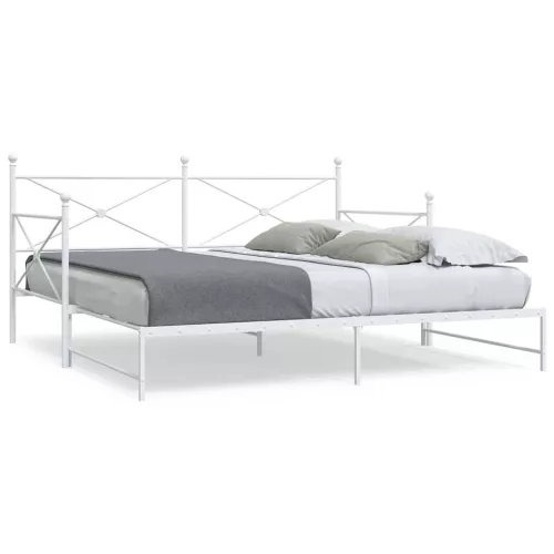 Daybed with Trundle without Mattress White 100x190 cm acél