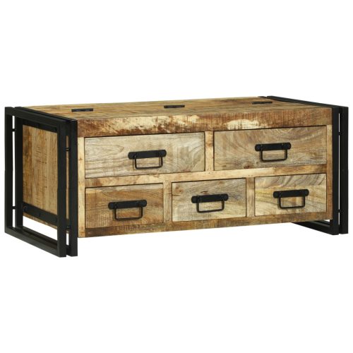 Kávézóasztal 90x50x38 cm Tömör Durva Mangóból