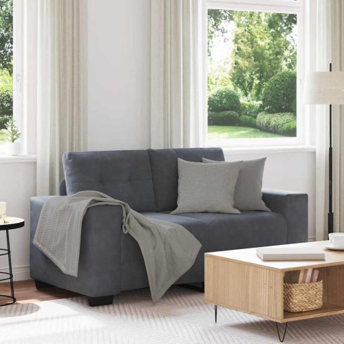 sötétszürke bársony loveseat kanapé 120 cm