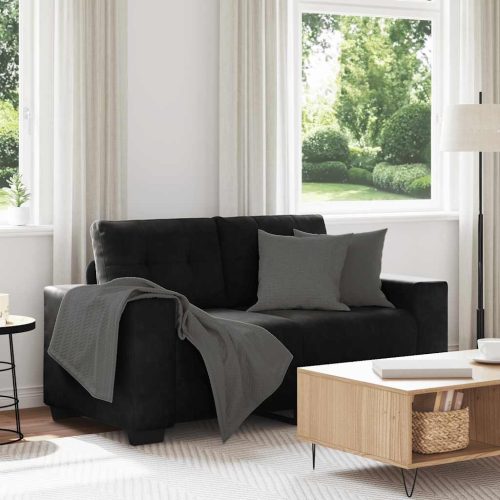 fekete bársony loveseat kanapé 120 cm