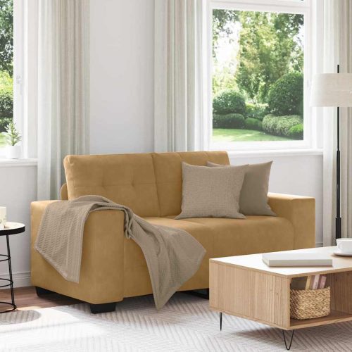 barna bársony loveseat kanapé 120 cm