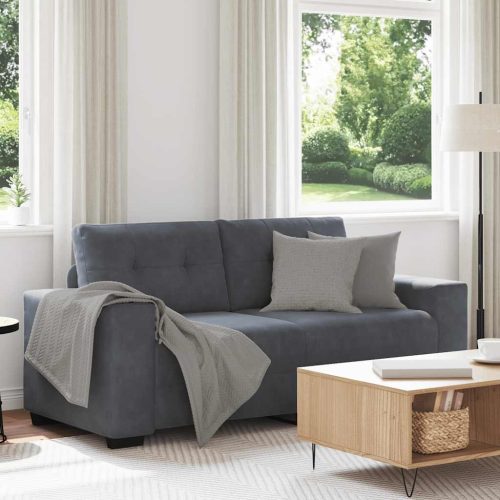 sötétszürke bársony loveseat kanapé 140 cm