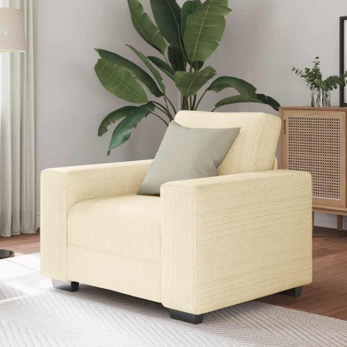 krémszínű kordbársony szövet kanapéfotel 60 cm