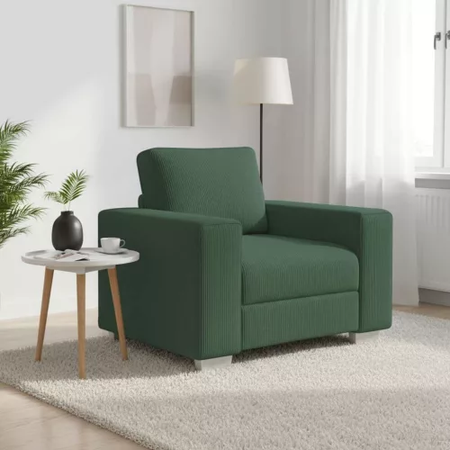Sötétzöld kordbársony szövet kanapéfotel 100 x 77 x 82 cm