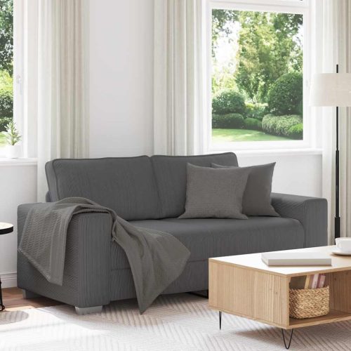 sötétszürke kordbársony szövet loveseat kanapé 140 cm