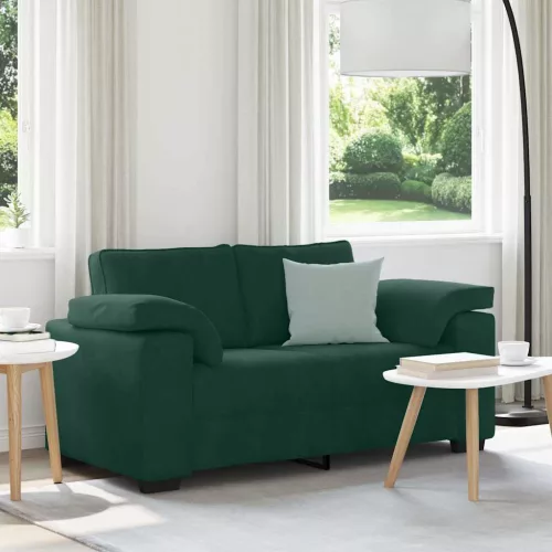 Sötétzöld bársony loveseat kanapé 160x77x82 cm