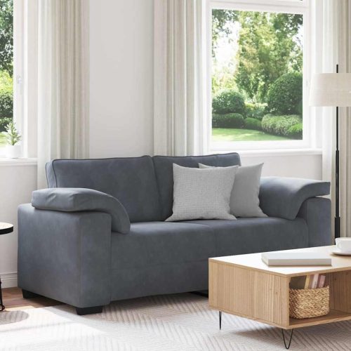 sötétszürke bársony loveseat kanapé 140 cm