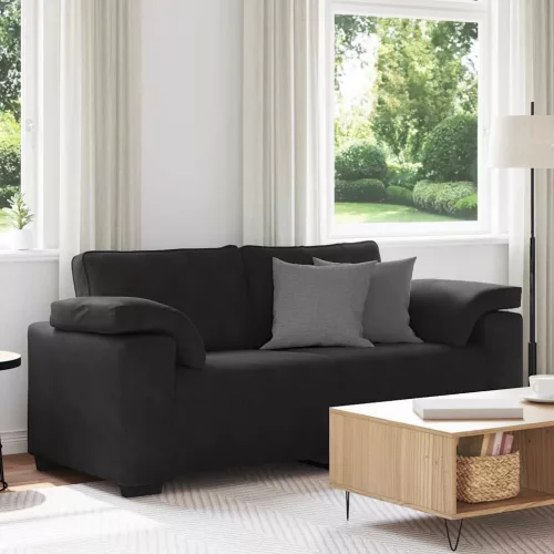 Fekete bársony loveseat kanapé 180x77x82 cm