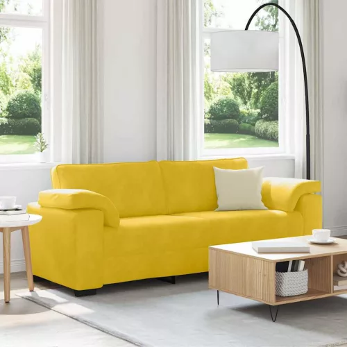 3 személyes sárga bársony kanapé 220 x 77 x 82 cm