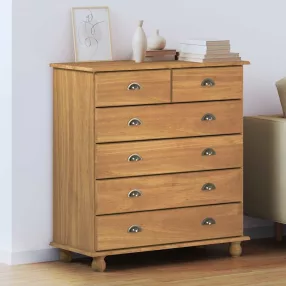   vidaXL Fiókos Szekrény ASKIM Barna 91 x 40 x 95,5 cm Tömör fenyőfa