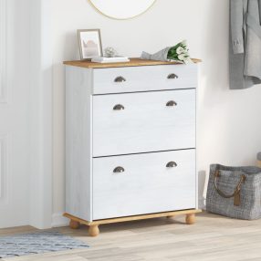 cipőszekrény ASKIM Fehér 85x35x108 cm tömör fenyőből