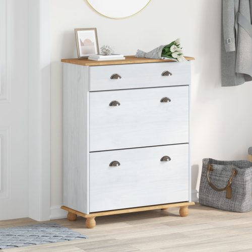 cipőszekrény ASKIM Fehér 85x35x108 cm tömör fenyőből