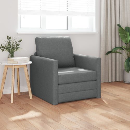 fapadlós kanapéágy 2 az 1-ben Sötét szürke 74x77x81 cm Textil
