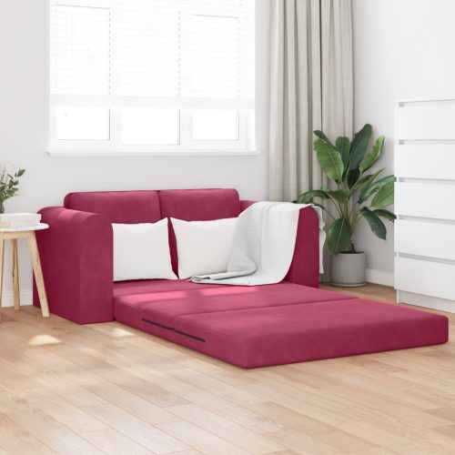 Floor Sofa Bed 2 az 1-ben Borvörös 148x71x83 cm Velúr
