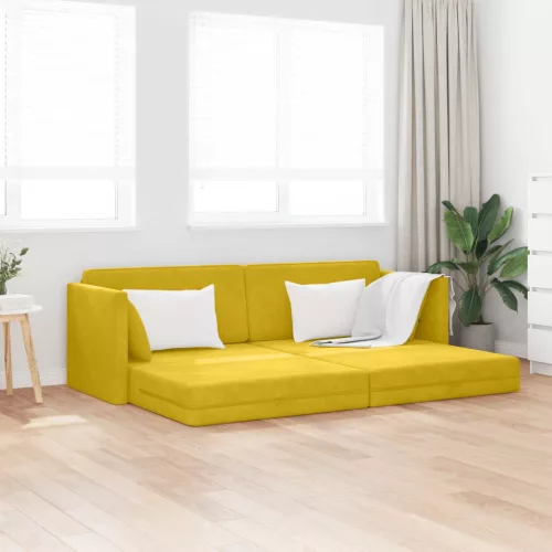 Padlókanapé-ágy Sárga 213 x 70 x 77 cm Bársony