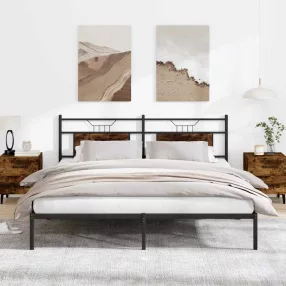   füstös tölgy színű szerelt fa ágykeret matrac nélkül 183x203 cm