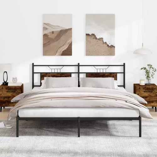 füstös tölgy színű szerelt fa ágykeret matrac nélkül 183x213 cm